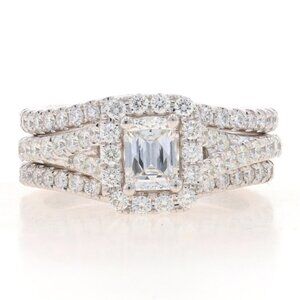 The LEO Diamond Halo Engagement Ring Wedding Bands White Gold 14k LEO1.45ctw GSI